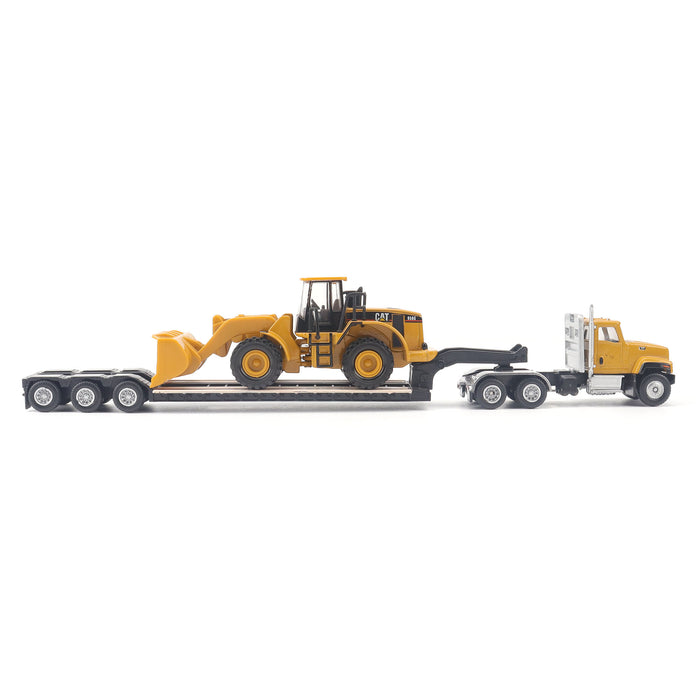 1:87 Cat CT681 Day Cab Tractor with Lowboy Trailer and Cat 950G Wheel Loader