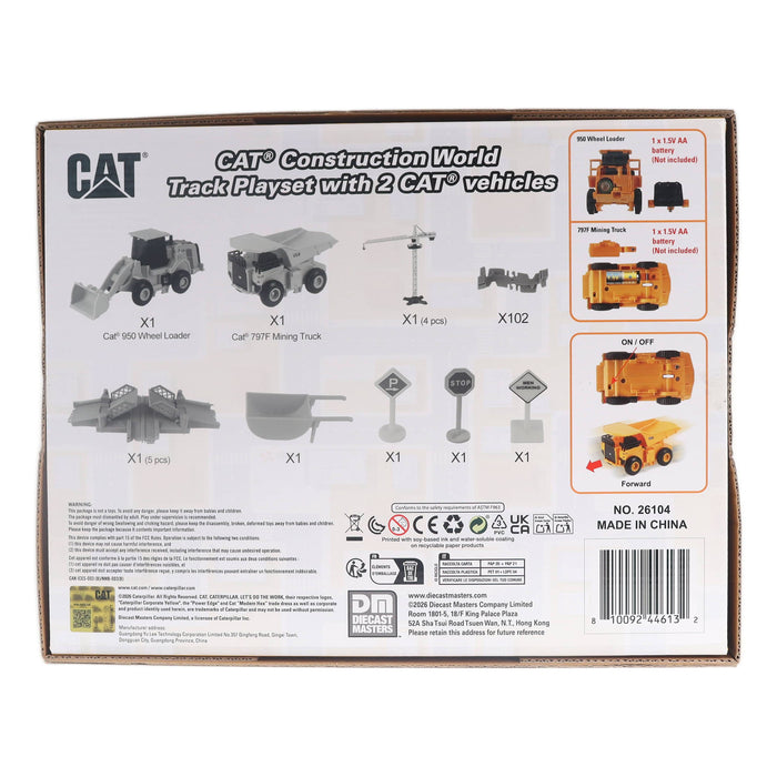 CAT Construction World Track Playset with 2 CAT Vehicles (112 pcs)