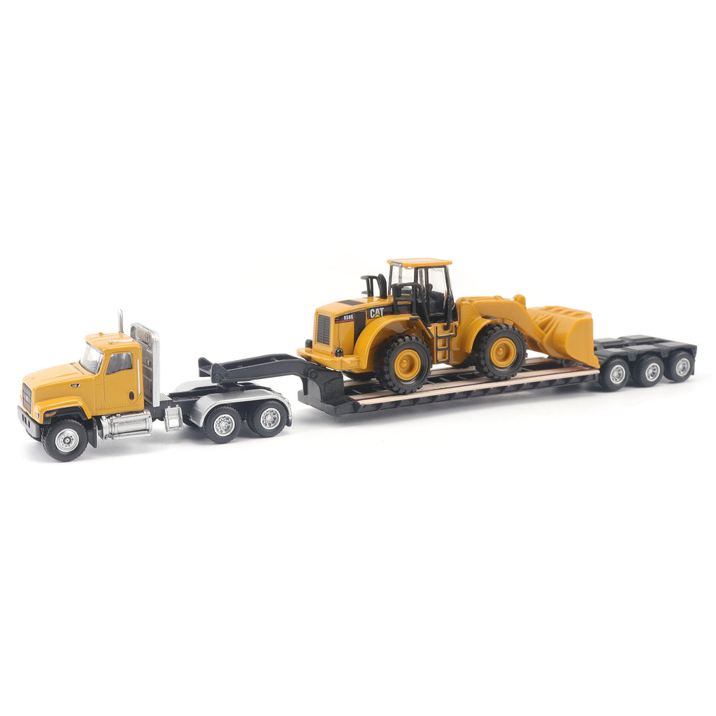 1:87 Cat CT681 Day Cab Tractor with Lowboy Trailer and Cat 950G