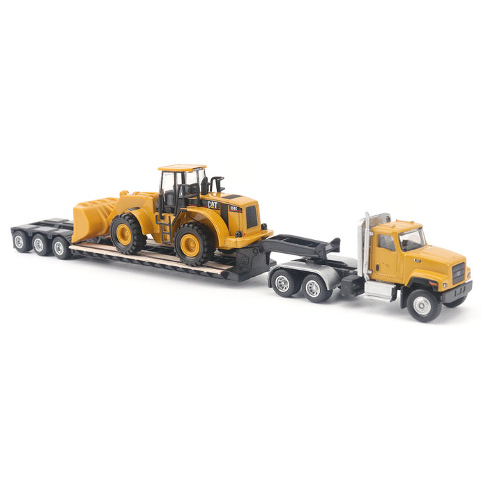 1:87 Cat CT681 Day Cab Tractor with Lowboy Trailer and Cat 950G Wheel Loader