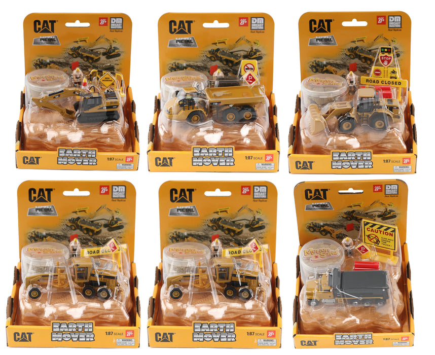 1:87 Cat Earth Mover Playset (includes interlocking landscape base, motion sand, and accessories) (Containers 4 units each of 84551, 84552, 84553, 84554, 84555, & 84556)