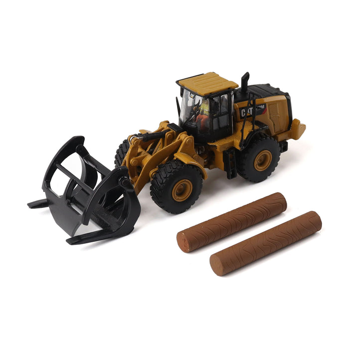 1:87 Cat 950G Wheel Loader With Log Fork and Wood Log