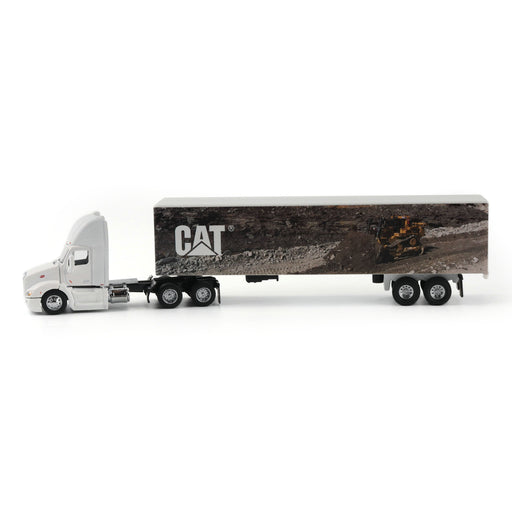 1:64 White Peterbilt with Caterpillar Mural Trailer