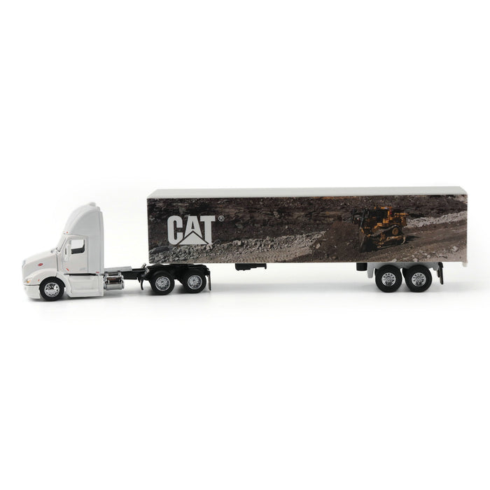 1:64 White Peterbilt with Caterpillar Mural Trailer