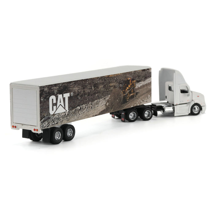 1:64 White Peterbilt with Caterpillar Mural Trailer