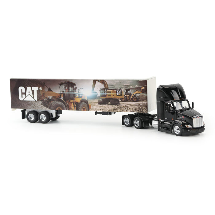 1:64 Black Peterbilt with Caterpillar Mural Trailer