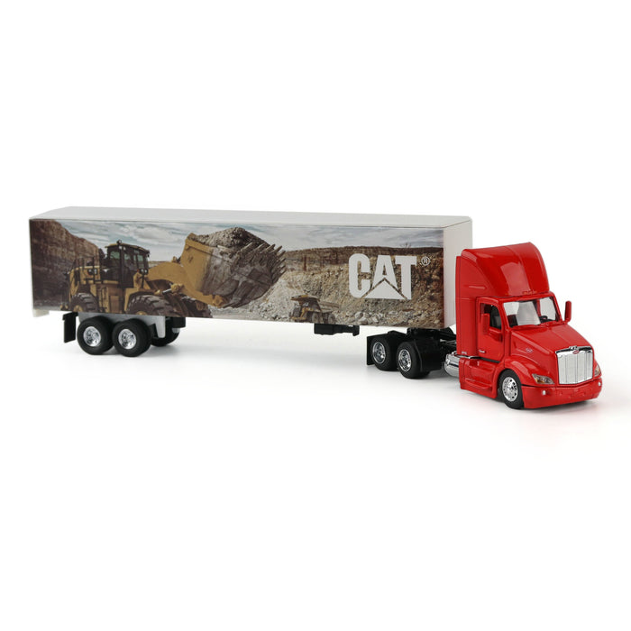 1:64 Red Peterbilt with Caterpillar Mural Trailer