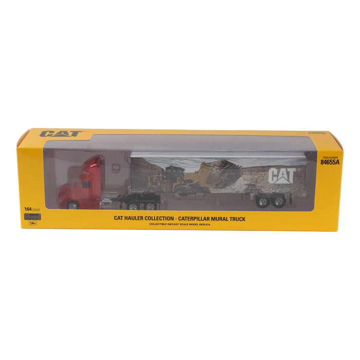 1:64 Red Peterbilt with Caterpillar Mural Trailer