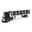 1:64 Black Peterbilt Truck with Flatbed Trailer, includes one CAT Steer Loader and 6 Pallet Boxes