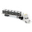 1:64 White Peterbilt Truck with Flatbed Trailer, includes one CAT Steer Loader and 6 Pallet Boxes
