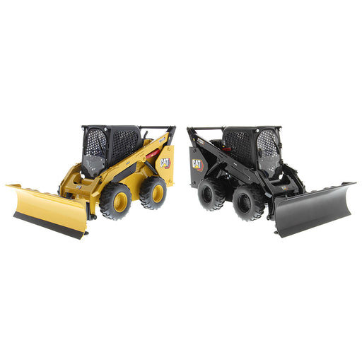 1:16 Cat 272D3 Skid Steer Loader + bucket, pallet forks, broom and snow blade accessories (Yellow + Black assortment)