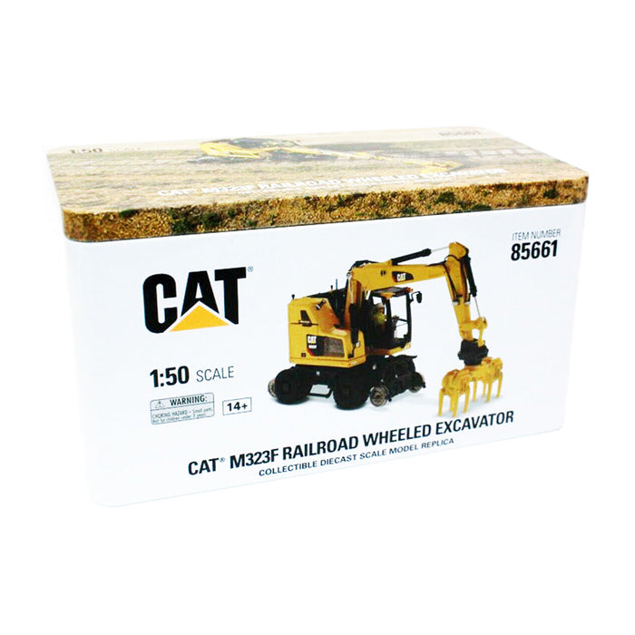 1:50 Cat® M323F Railroad Wheeled Excavator - Safety Yellow Version