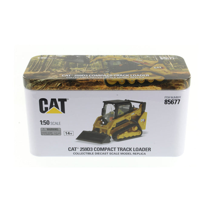 1:50 Cat 259D3 Compact Track Loader (Comes with General Purpose Bucket, Fork, and Grapple Bucket attachments)