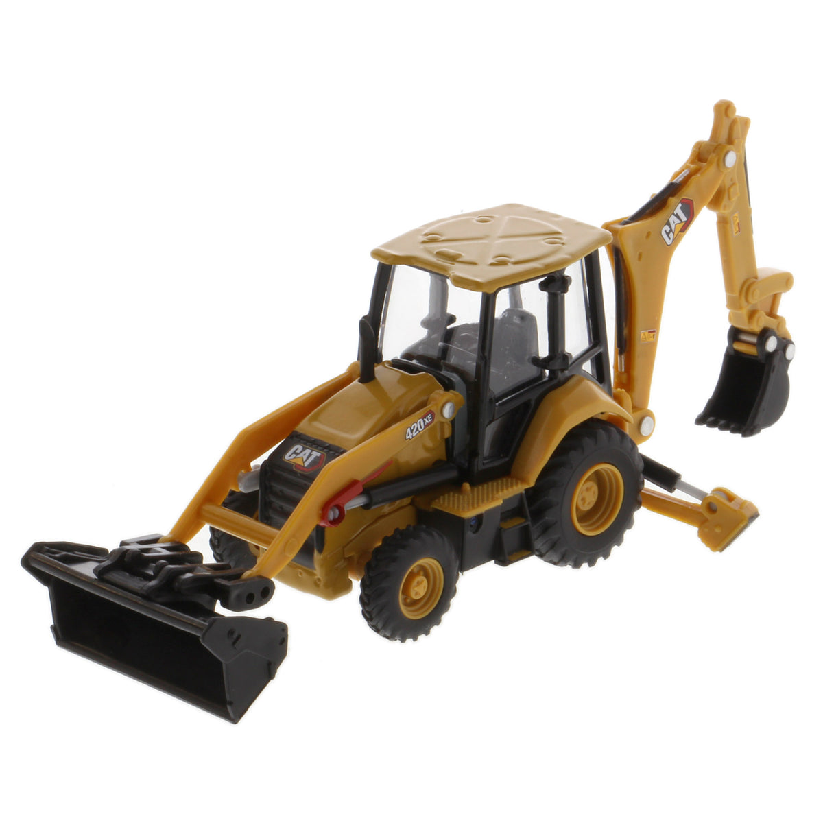 1:64 Scale Cat 420 XE Backhoe Loader with Work Tools — Diecast