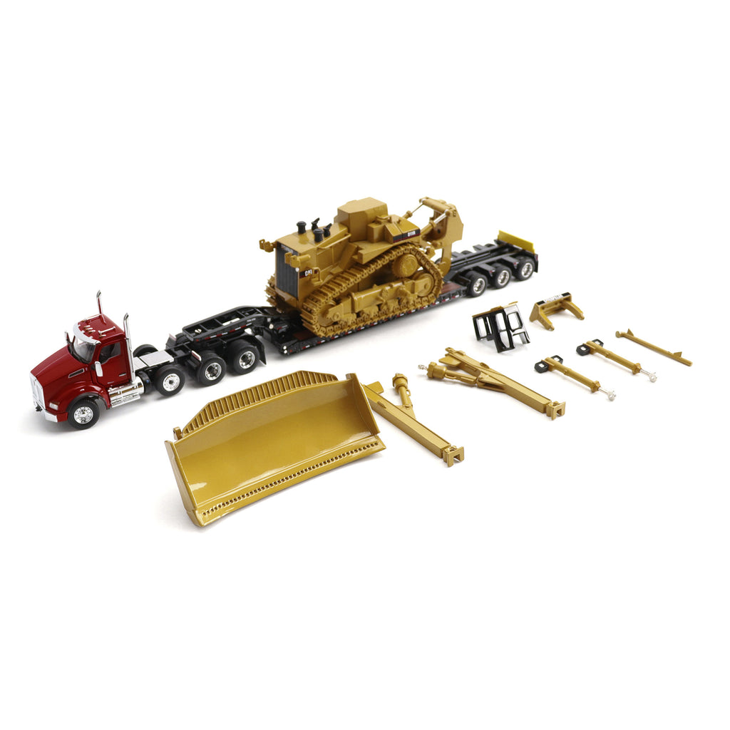 U*n様 翌日発送 迫力満点‼️KING YELLOW CAB 1/18スケール 1:50 Kenworth T880 Day Cab Tandem and Trail King TK120 Lowboy with