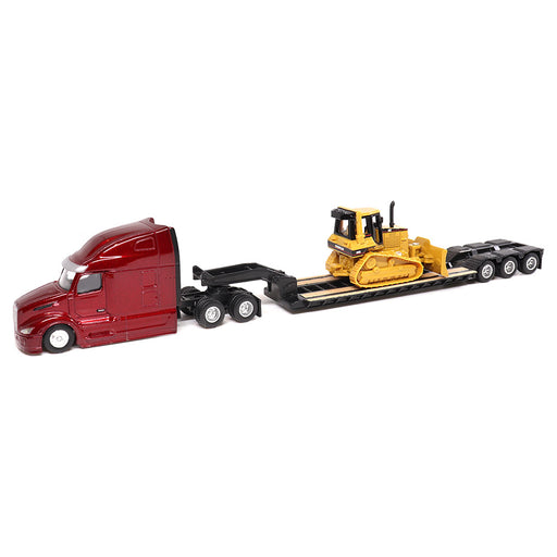 1:87 Scale Peterbilt Model 579 UltraLoft Tandem Tractor with Lowboy Trailer and Cat D5M Dozer