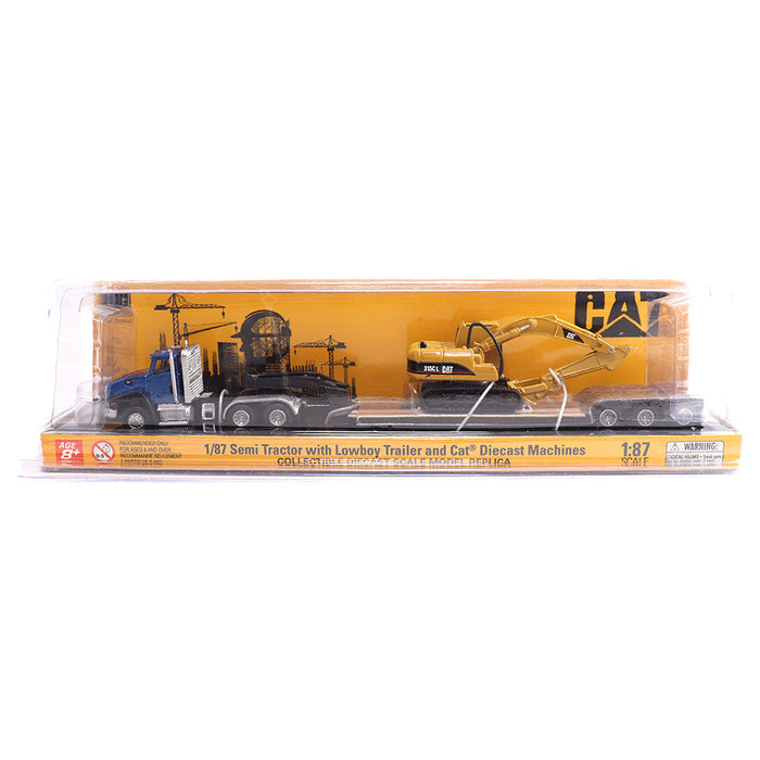 1:87 Scale Cat CT660 Day Cab Tractor with Lowboy Trailer and Cat 315C L Hydraulic Excavator