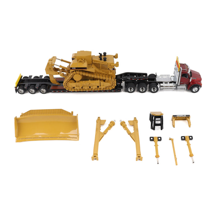 1:50 Kenworth T880 Day Cab Tandem and Trail King TK120 Lowboy with CAT D11R Dozer Components Load