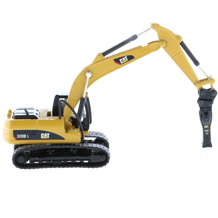 1:87 Caterpillar 320D L Hydraulic Excavator with Multiple Work Tools (Clean Up Bucket, Grapple, Hammer and Multi Processor)