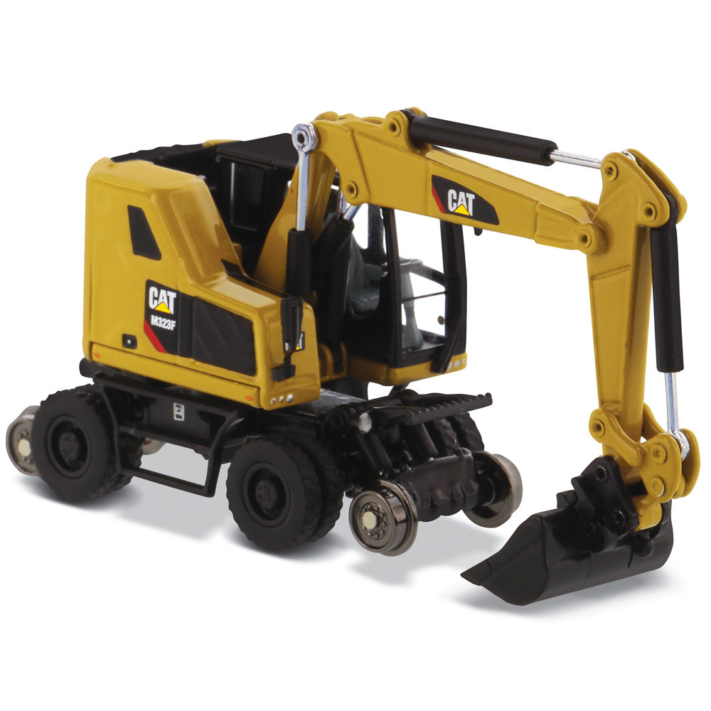 1:87 Cat® M323F Railroad Wheeled Excavator, Cat® Yellow with 3